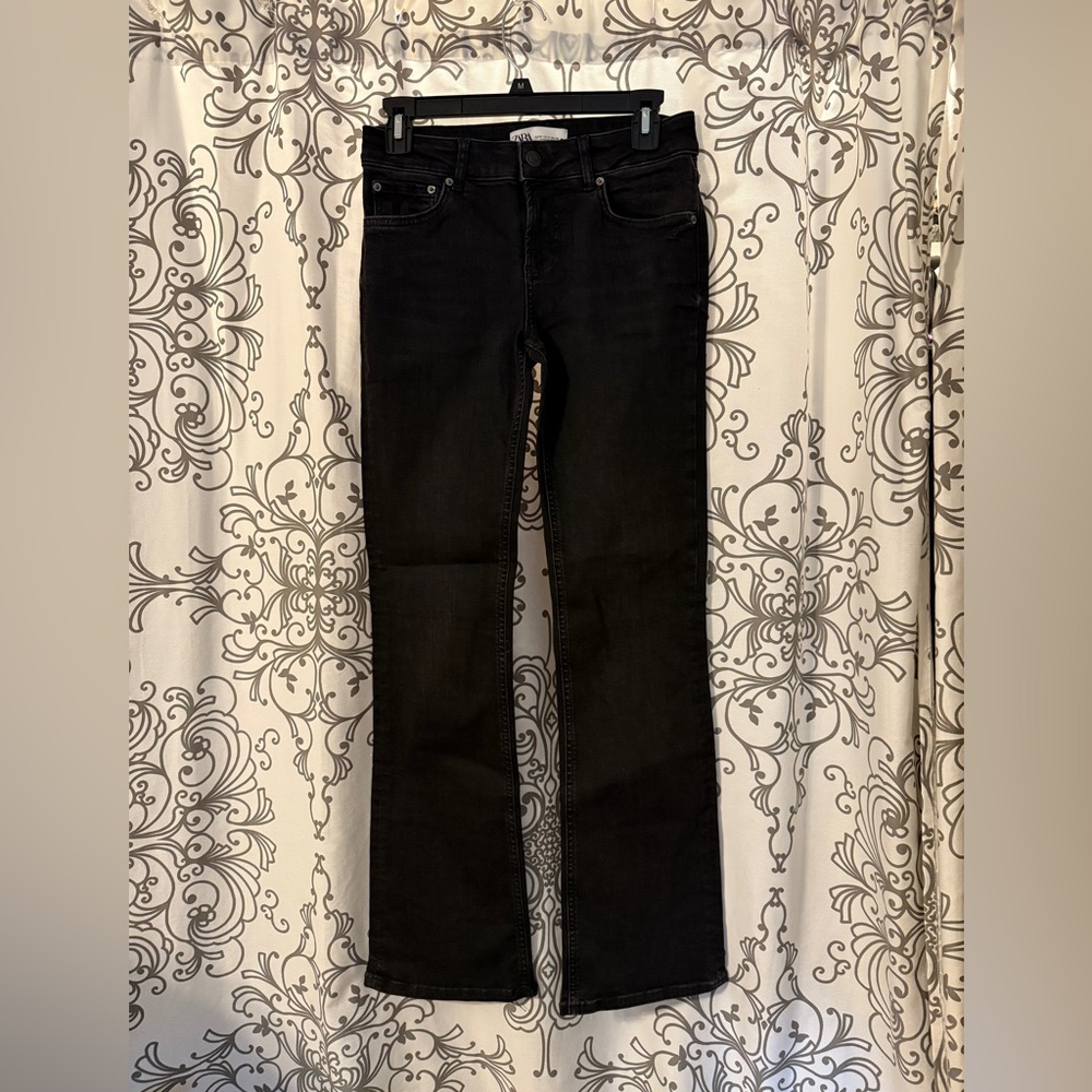Zara black low rise slim bootcut stretchy jeans